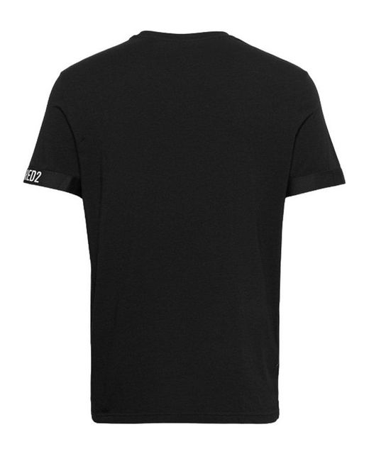 DSquared² Black Logo-trim Round-neck T-shirt for men