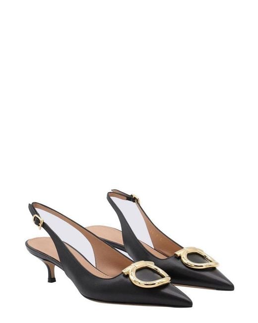Ferragamo Black Maxi Gancini Slingback Pumps