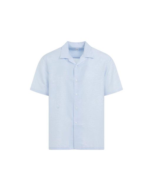 Berluti Blue Buttoned Short-sleeved Shirt for men