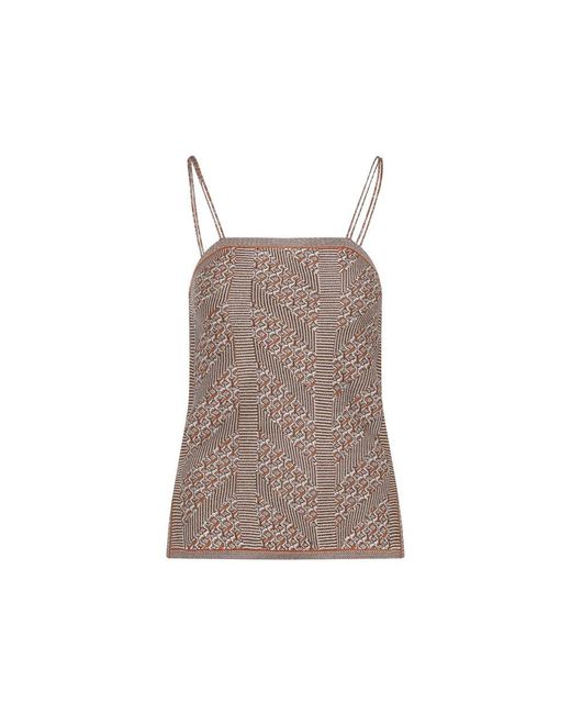 Valentino Brown All-Over Patterned Sleeveless Top