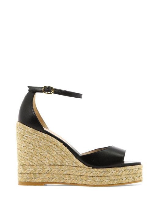 Stuart Weitzman Black Nudist Curve Espadrille Wedge Sandals