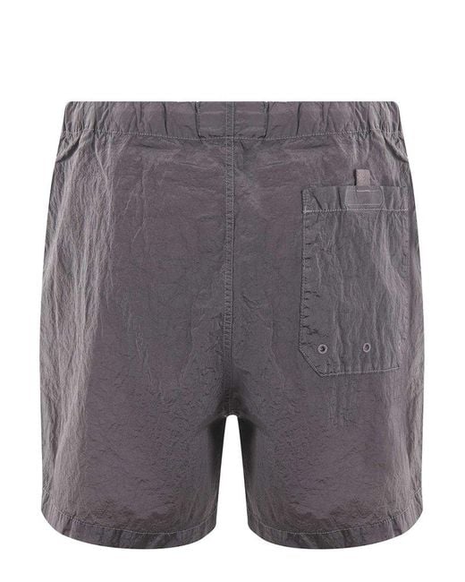 Stone Island Gray Logo Patch Drawstring Swim Shorts for men