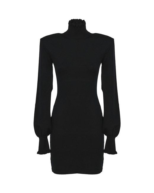 Sportmax Black Turtleneck Long-sleeved Dress