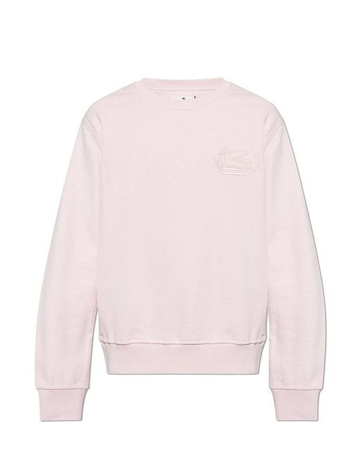 Etro Pink Pegaso-Embroidered Long-Sleeved Sweatshirt for men