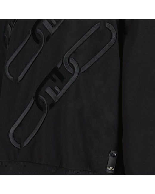 Fendi Black Chain-detailed Long Sleeved Hoodie for men