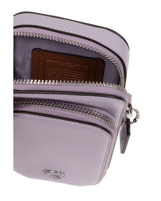 COACH Purple Logo-appliqué Leather Shoulder Bag for men