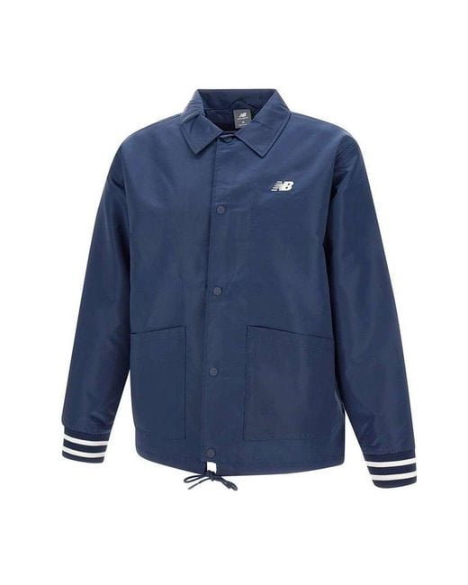 New Balance Blue Long-Sleeved Logo Detailed Jacket for men