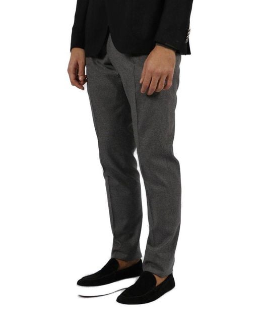 Tagliatore Gray Pleat-detailed Belt-looped Trousers for men