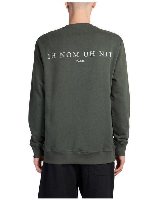 Ih Nom Uh Nit Gray Leopard Mask Printed Crewneck Sweatshirt for men