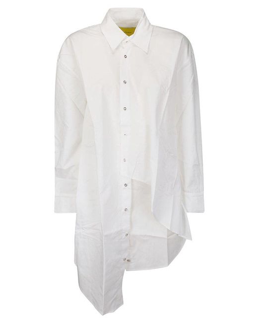 Marques'Almeida White Draped Wrap Shirt Dress