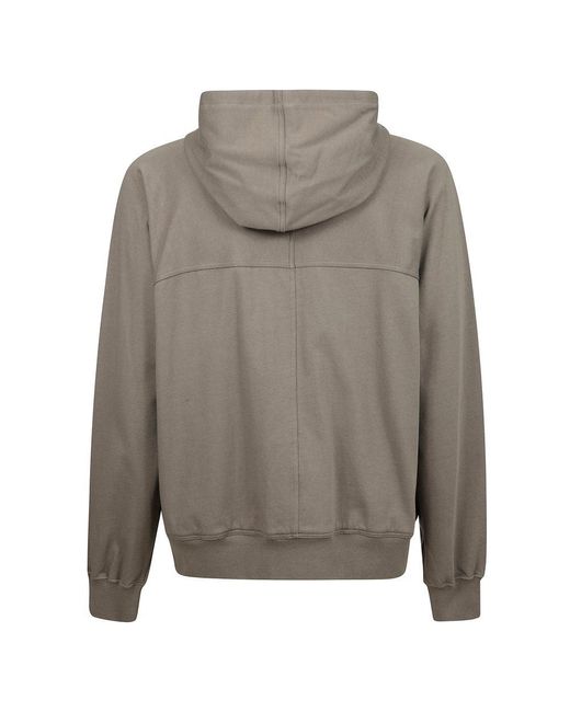 Rick Owens Gray Windbreaker Loose Fit Hooded Sweatshirt for men