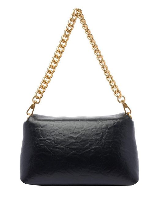 Liu Jo Black Logo-Plaque Chain-Linked Crossbody Bag