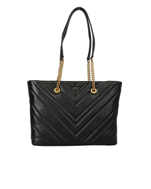 DKNY Black Vivian Quilted Top Handle Bag