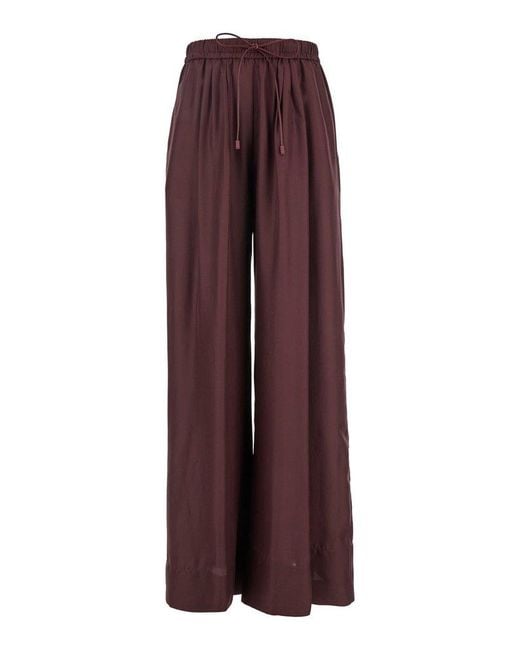 Forte Forte Purple Bordeaux Pants With Elastic Drawstring Waist