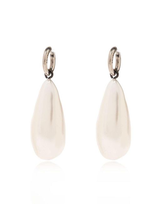 Balenciaga White Pearl Earrings,