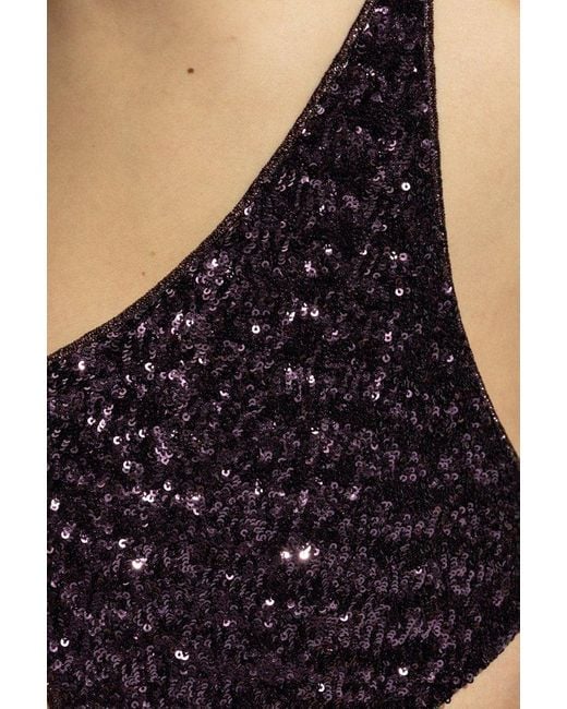 Oseree Blue Sequin Embellished One-piece Swimsuit