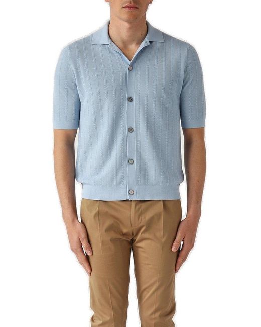Ballantyne Blue Short Sleeved Knitted Cardigan for men