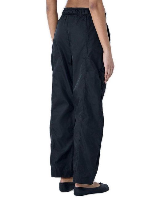 Ganni Blue Straight-Leg Drawstring Cargo Pants