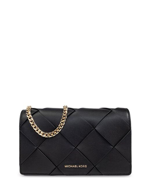 MICHAEL Michael Kors Black Jet Set Medium Woven Crossbody Bag