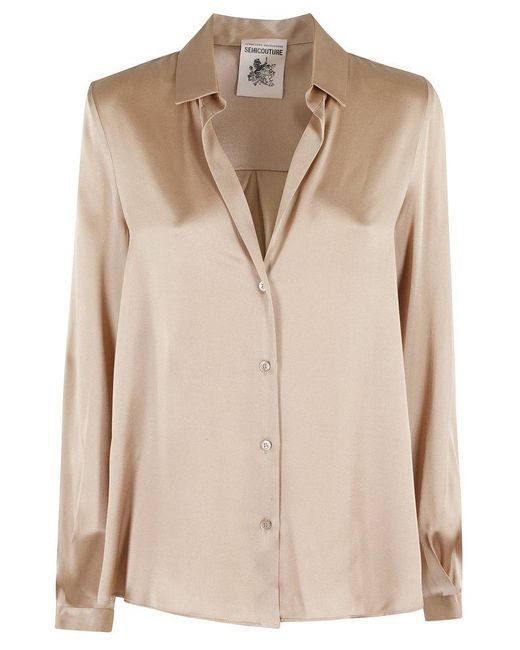 Semicouture Natural Button-Up Blouse