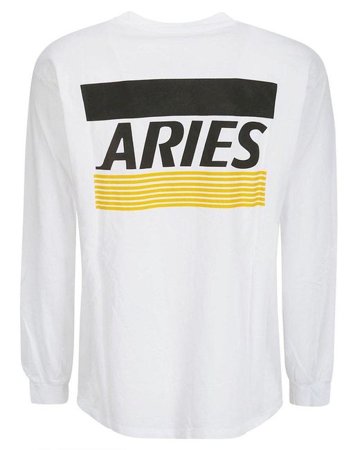 Aries White Long-sleeved Crewneck T-shirt