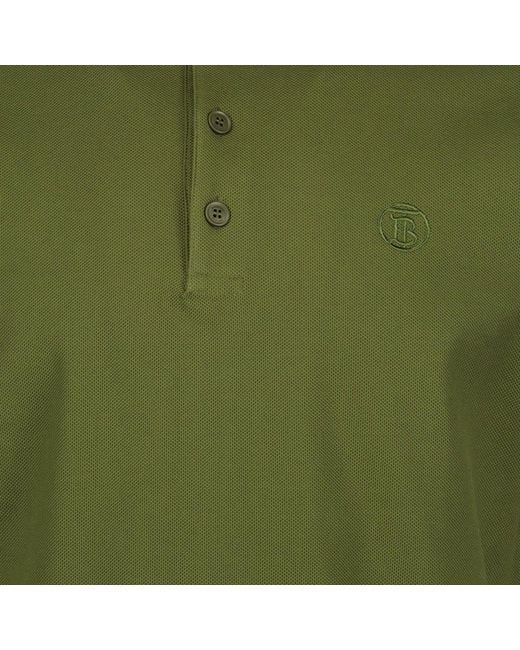 Burberry Green Icon Logo Embroidered Short Sleeved Polo Shirt for men