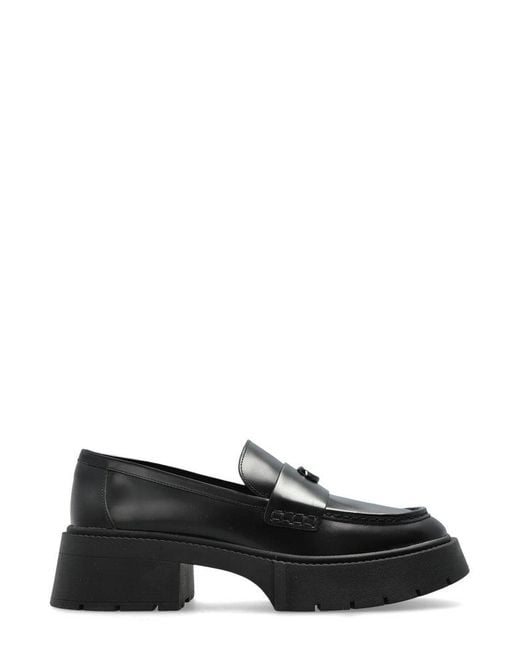 COACH Black Leah Platform Slip-on Loafers