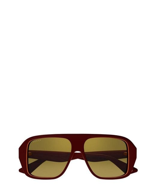 Gucci Brown Aviator Frame Sunglasses for men