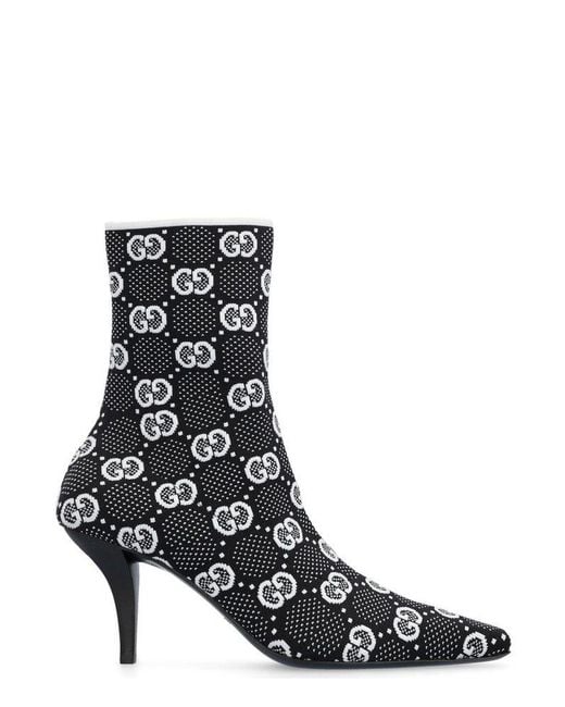Gucci GG Knit Ankle Boots in Black | Lyst