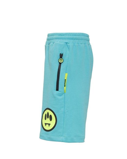 Barrow Blue Smiley-patch Knee-length Shorts for men
