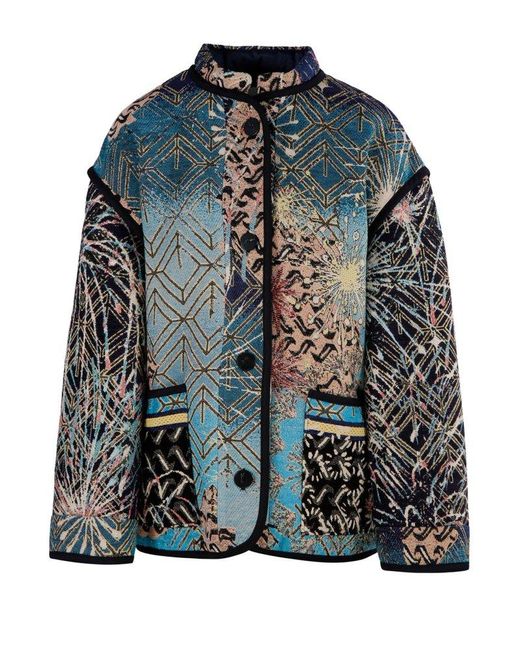 Forte Forte Green Abstract Printed Round-neck Coat