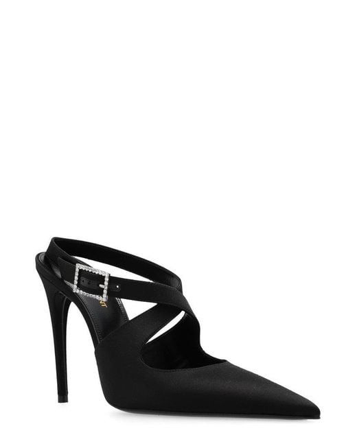 Saint Laurent Black Spontini 110 Satin Slingback Pumps