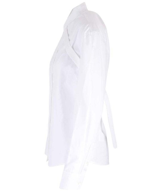 Off-White c/o Virgil Abloh White Cross-collar Curved Hem Shirt