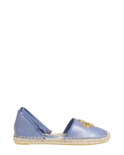 Tory Burch Logo Plaque Ankle Strap Espadrilles in Blue | Lyst