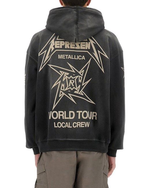 Represent Black Oversized Zip-Up Hoodie With Bold Graphics