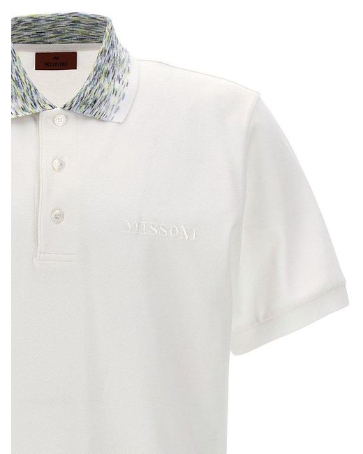 Missoni White Logo Embroidery Shirt Polo for men