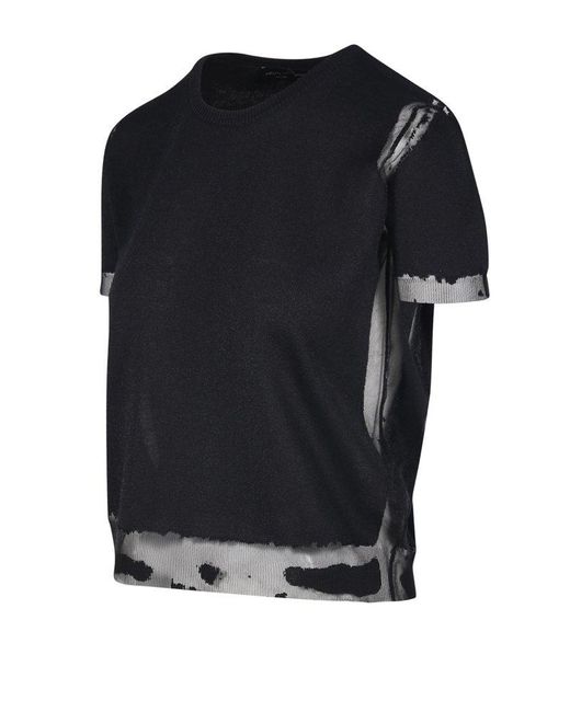 Roberto Collina Black Distressed Layered T-shirt