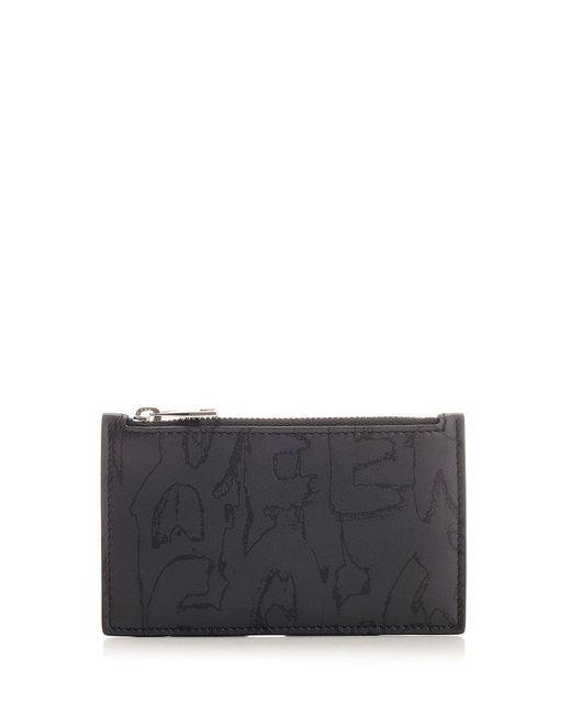 Alexander McQueen Gray Graphic-printed Zipped Wallet for men