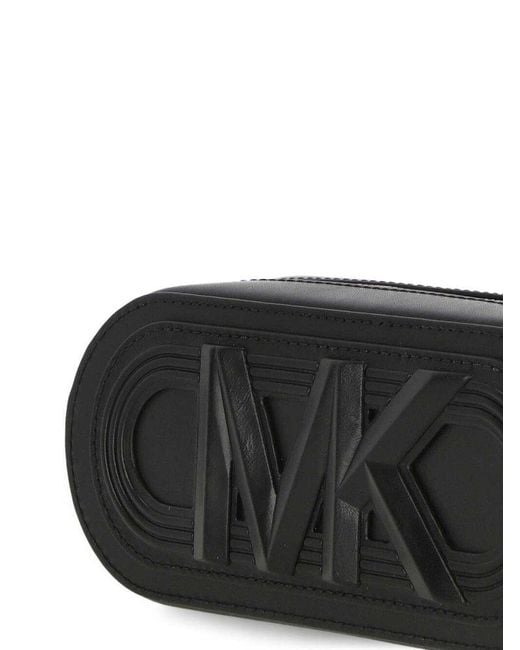 Michael Kors Black Mk Logo Zipped Clutch Bag