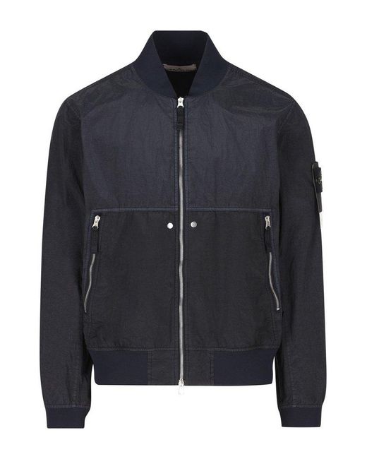Stone Island Black Logo-Patch Zipped Jacket for men