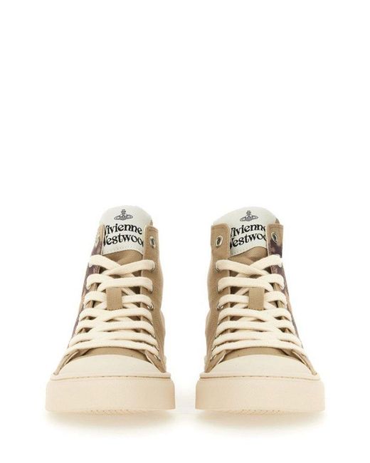 Vivienne Westwood Brown Orb Printed High Top Sneakers