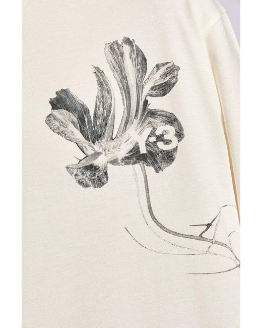 Y-3 White T-shirt With Floral Motif, for men