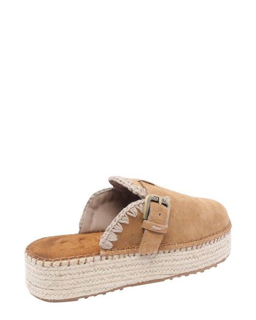 Mou Brown Side Buckle Mules