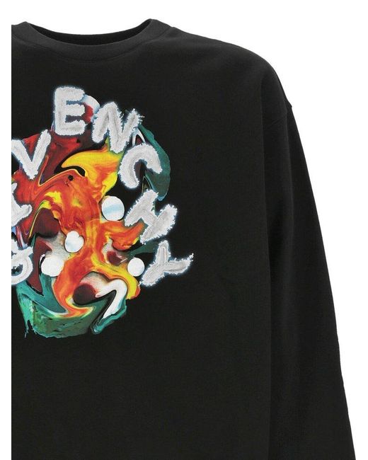 Givenchy Black Logo Printed Crewneck Sweatshirt for men