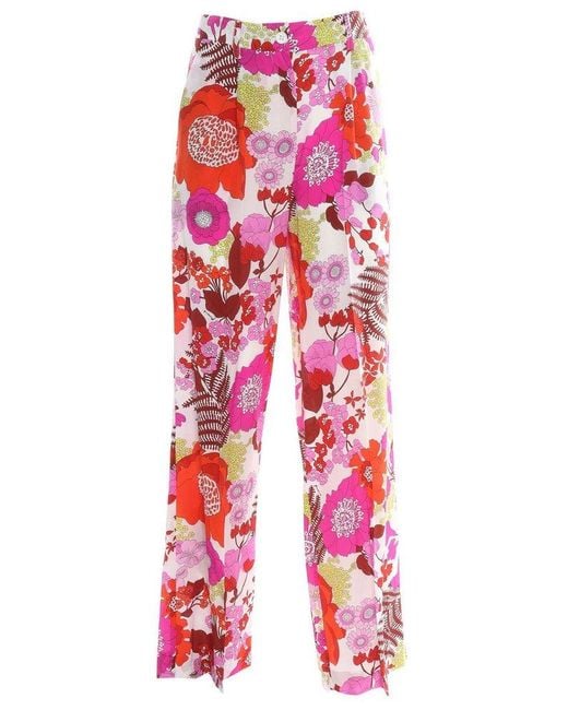 P.A.R.O.S.H. Red P.A.R.O..H. Floral-Printed Wide-Leg Trousers