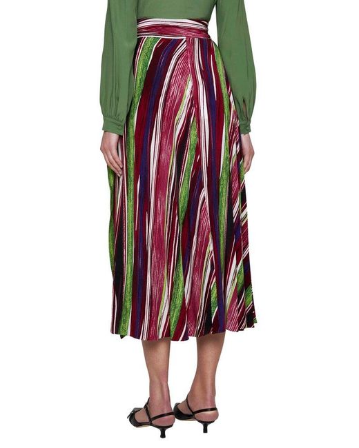 Diane von Furstenberg Red Rebekah Wrap Striped Skirt