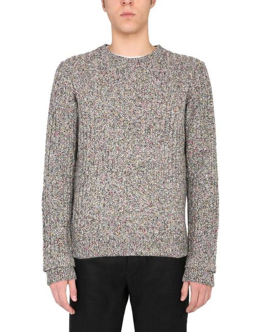 Helmut Lang Gray Crewneck Knitted Jumper for men