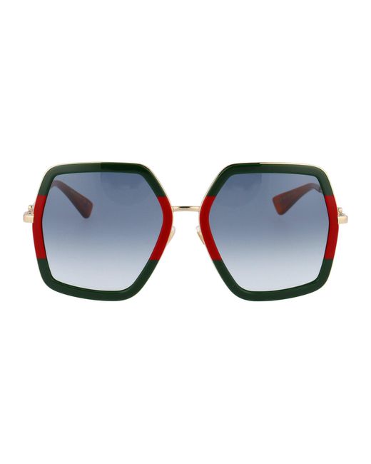 Gucci Multicolor Web-stripe Hexagon Acetate And Metal Sunglasses