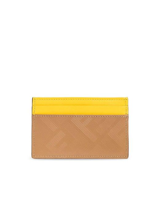 Fendi Yellow Leather Card Holder, for men