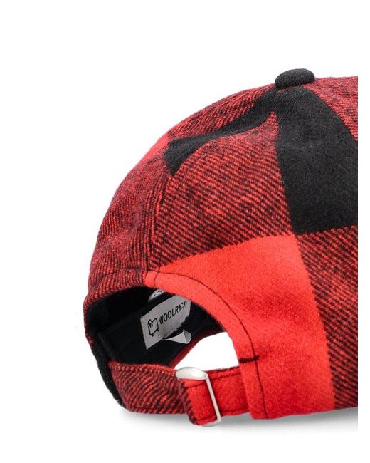 Woolrich Red Checked Baseball Cap for men